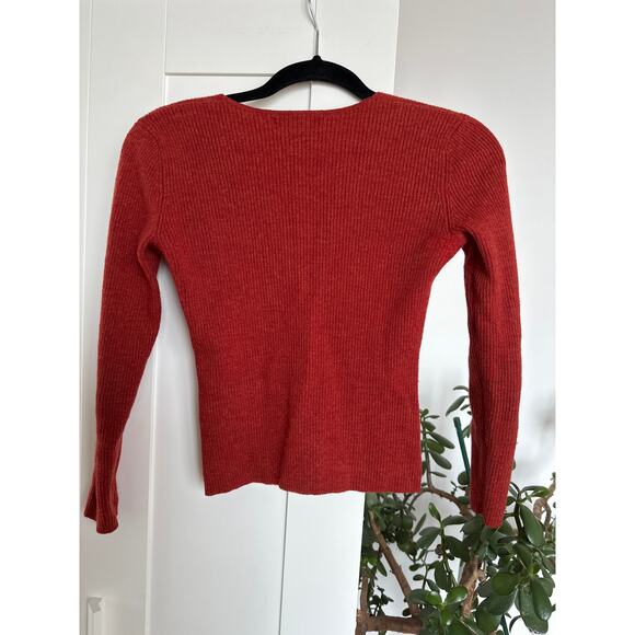 Mercer & Madison Women's Red 100% Italian Wool V-Neck Sweater, Size M, EUC - Picture 2 of 4